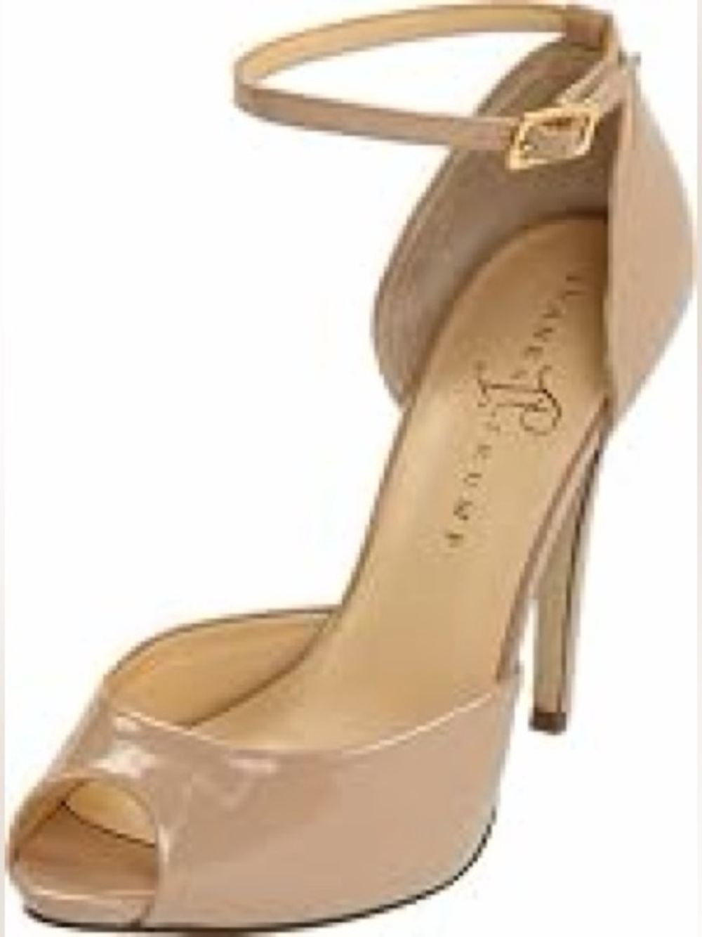 Ivanka Trump Beige Patent Peep-Toe High Heels